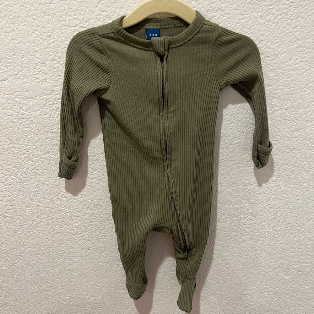 Old Navy Olive Green Ribbed Baby Pajama Onesie